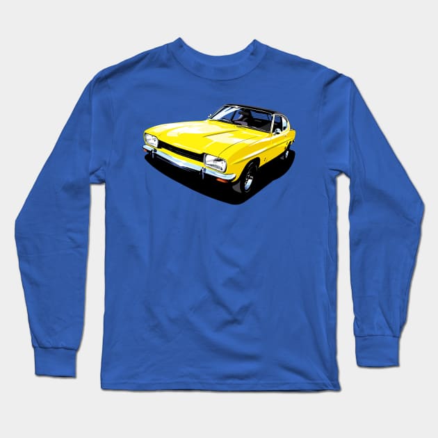 British Ford Capri in yellow Long Sleeve T-Shirt by candcretro